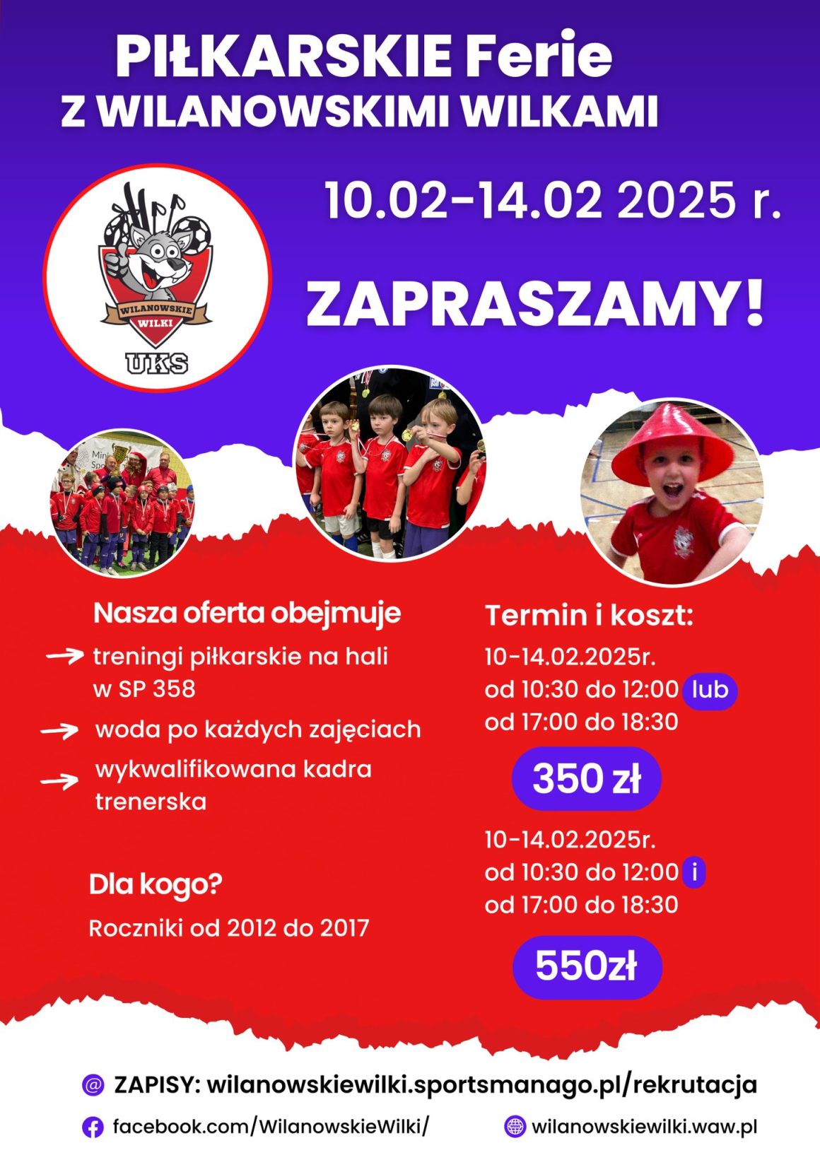 📢 Zapisy na Piłkarskie Ferie z UKS Wilanowskie Wilki! ⚽🐺